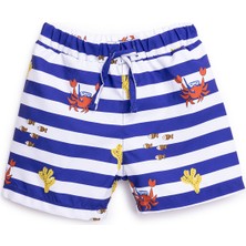 Hellobaby Erkek Bebek Uv Koruma Şort Mayo Çizgili Yengeç Desen Ipli Micro Kumaş