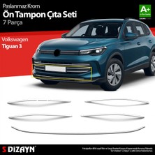 paspasgarajı Paspasgaraji Vw Tiguan 3 Krom Ön Tampon Çıta Seti 7 Prç. 2024 Üzeri A+ Kalite