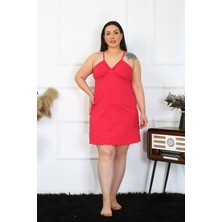 Akbeniz Kadın Pamuklu Fuşya Ip Askılı  Büyük Beden Gecelik 1021