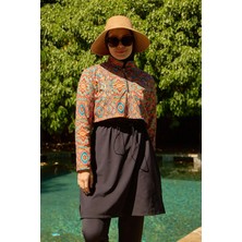 Tesettür Mayo Kapaklı Siyah Mandala Desen