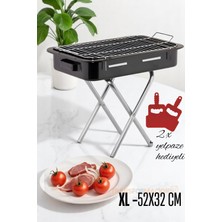 Xl Emaye Mangal Katlanır Ayaklı 52 x 32 cm + 2 adet Mangal Yelpazesi Set 720535