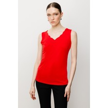 Dilim Yaka Basic Kırmızı Kadın Bluz 51315-2Y5