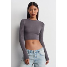 Uzun Kollu Füme Kadın Crop 31236-2K5