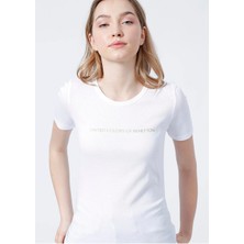 Benetton Kısa Kollu Beyaz T-Shirt  3GA2E16A2-2K5