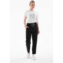 Beli Lastikli Siyah Kadın Pantolon  0250-2Y5