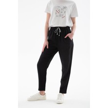 Beli Lastikli Siyah Kadın Pantolon  0250-2Y5
