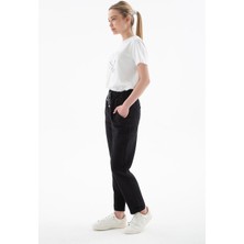 Beli Lastikli Siyah Kadın Pantolon  0250-2Y5