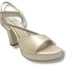 Erbay 341-25 Çapraz Şerit Taşlı Yüksek Topuk Kadın Sandalet