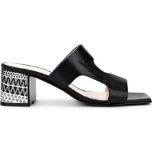 Tamer Tanca Kadın Hakiki Deri Siyah Deri Topuklu Terlik 33 1420-Y Bn Trlk Y25 Sıyah Dr