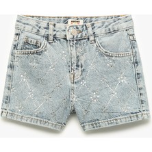 Koton Pamuklu Slim Fit Taş Detaylı Denim Şort