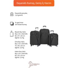 3'lü Valiz Seti 4 Teker Kumaş Valiz Antrasit 1081
