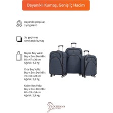 3'lü Valiz Seti 4 Teker Kumaş Valiz Lacivert 1081