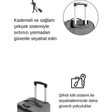Orta Boy 4 Teker Kumaş Valiz Gri 1081