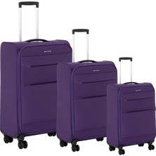 Pierre Cardin 3'lü Valiz Seti Lüx Kumaş Valiz Mor 04pc4200