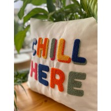 Chill Here Punch Işlemeli Pamuklu Kırlent Kılıfı - 43*43CM - Punch Işlemeli Yastık Kılıfı