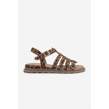 Valmenti Kadın Hakiki Deri Düz Sandalet 838 45202 Bn Sndlt Y25 Taba Leopar