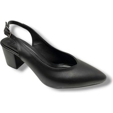 C-Shoes 111-25 Deri Sivri Burun Kalın Topuk Kadın Ayakkabı