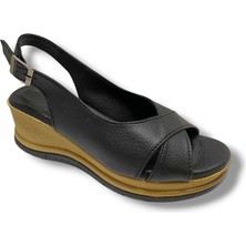 C-Shoes KA06-25 Deri Anatomik Dolgu Topuk Kadın Sandalet
