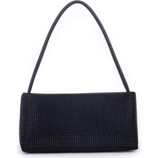 Nas Bag Kadın Basic Baget Omuz ve Çapraz Çanta Siyah Taşlı (27X12 cm )