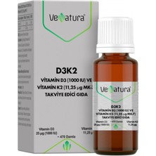 VeNatura D3K2 Vitamin D3 Ve Vitamin K2 Damla Takviye Edici Gıda 20 ml