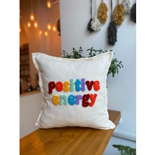 Positive Energy Punch Işlemeli Pamuklu Kumaş Kırlent Kılıfı -  Punch Işlemeli Yastık Kılıfı