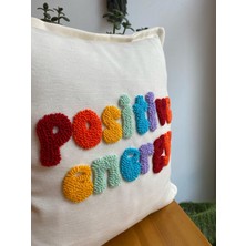 Positive Energy Punch Işlemeli Pamuklu Kumaş Kırlent Kılıfı -  Punch Işlemeli Yastık Kılıfı