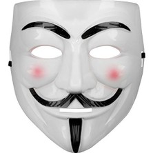 Beyaz Pembe Yanaklı V For Vendetta Maskesi