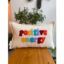 Positive Energy Punch Işlemeli Pamuklu Kumaş Kırlent Kılıfı -  Punch Işlemeli Yastık Kılıfı