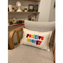 Positive Energy Punch Işlemeli Pamuklu Kumaş Kırlent Kılıfı -  Punch Işlemeli Yastık Kılıfı