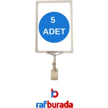 Rafburada 5 Adet Beyaz A5 Mandallı Fiyat Etiketi Sepet Etiketi Çerçeveli Fiyat Etiketi Eşek Askılık Etiketi