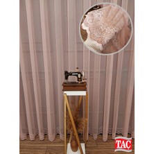 Farbateks Dikim Cemre Sade Düz Örme Pudra Renkli Ütü Istemez 2kat Pileli Tül Perde