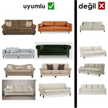 Bürümcük Pamuklu Koltuk Örtüsü Takımı Lastikli Etekli Koltuk Kanepe Kılıf 3+1+1