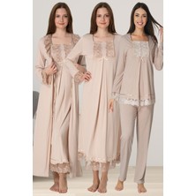 Effortt Kahverengi Hamile Lohusa Set Pamuk Kumaşlı Emzirme Özellikli XL Model Kombin