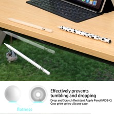 4U Sky Apple Pencil (Usb-C) Silikon Kılıf Inek Desenli Stylus Kalem Koruyucu Kılıf Kapağı-Siyah (Yurt Dışından)