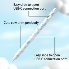 4U Sky Apple Pencil (Usb-C) Silikon Kılıf Inek Desenli Stylus Kalem Koruyucu Kılıf Kapağı-Siyah (Yurt Dışından)