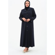 Devinsu Kadın Büyük Beden Keten Kumaş Astarsız Düğmeli Anne Pardesü