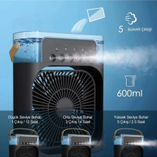 Mercitech Taşınabilir Işıklı 5 Spreyli Vantilatör Buzlu Buharlı Vantilatör Mini Fan Nemlendirici Buharlı