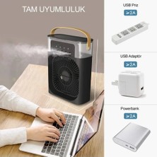 Mercitech Taşınabilir Işıklı 5 Spreyli Vantilatör Buzlu Buharlı Vantilatör Mini Fan Nemlendirici Buharlı