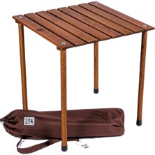 Bag The Joy Ahşap Katlanır Masa Sandalye Seti Kahverengi - Su Yeşili Kılıf 50X50X50 Kahverengi Masa