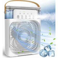 Mercitech Taşınabilir Işıklı 5 Spreyli Vantilatör Buzlu Buharlı Vantilatör Mini Fan Nemlendirici Buharlı