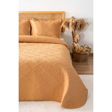 Riva İstanbul Edda Hardal Nakışlı Çift Kişilik Yatak Örtüsü Takımı 3 Parça Uyku Seti