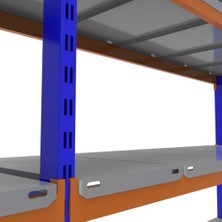 Rafburada 4 Katlı 3'lü Depo Rafı - 300-350 Kg Taşıma Kapasiteli Hafif Rack Raf - 40x90x200 cm