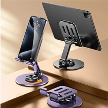 Yüksek Kalite Metal 360 Dönebilen Ayarlanabilir Telefon ve Tablet Tutucu Masa Üstü Standı Kaymaz Taban Bantlı Telefon Tablet Masa  Üstü Metal Aksesuar