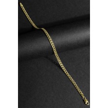 Altın Kaplama Gurmet Bileklik 3 mm Genişlik 21 cm - 925 Ayar Gümüş Bileklik