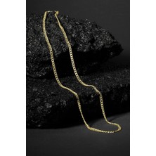 Altın Kaplama Gurmet Kolye 3 mm Genişlik 60 cm - 925 Ayar Gümüş Kolye