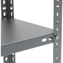 Rafburada 5 Katlı 3'lü Bitişik Paslanmaz Krom Raf - Inox Soğuk Oda Rafı, Buzhane Rafı - 43x60 cm-200 cm-1.00 mm