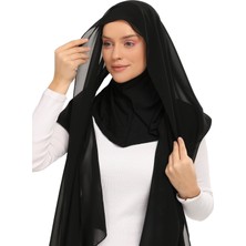 Altobeh Hazır Lüks Pratik Hijablı Şifon Şal-Siyah