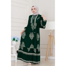 Yarım Düğmeli Robalı Beyza Elbise-Yeşil