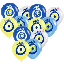  Sünnet Partisi Nazar Boncuklu Baskılı Karışık Balon 10 Adet