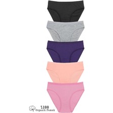 Kadın 5’li Organik Pamuk Bikini Külot Siyah, Lacivert, Yavruağzı, Gül Kurusu, Gri Bk2-A1